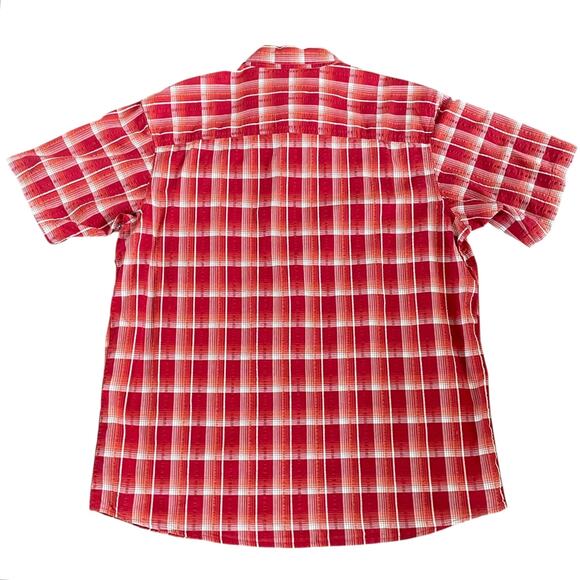 Hobbs Creek Mens XL Red Plaid Seersucker Button Down Shirt Short Sleeve Casual - Picture 3 of 8